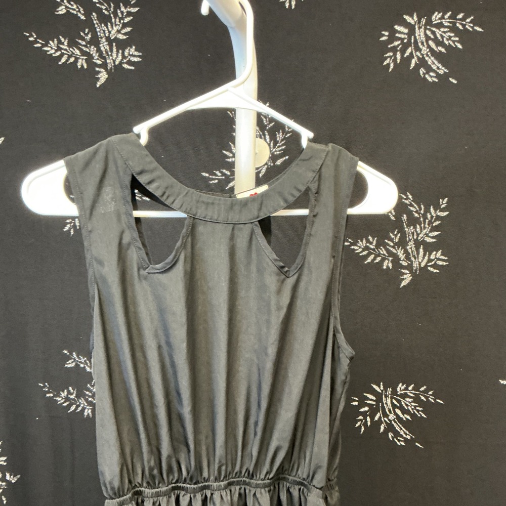 Black High Low Sleeveless Cocktail‎ Dress Halter Neck Cutout Elastic Waist Small - Picture 4 of 7